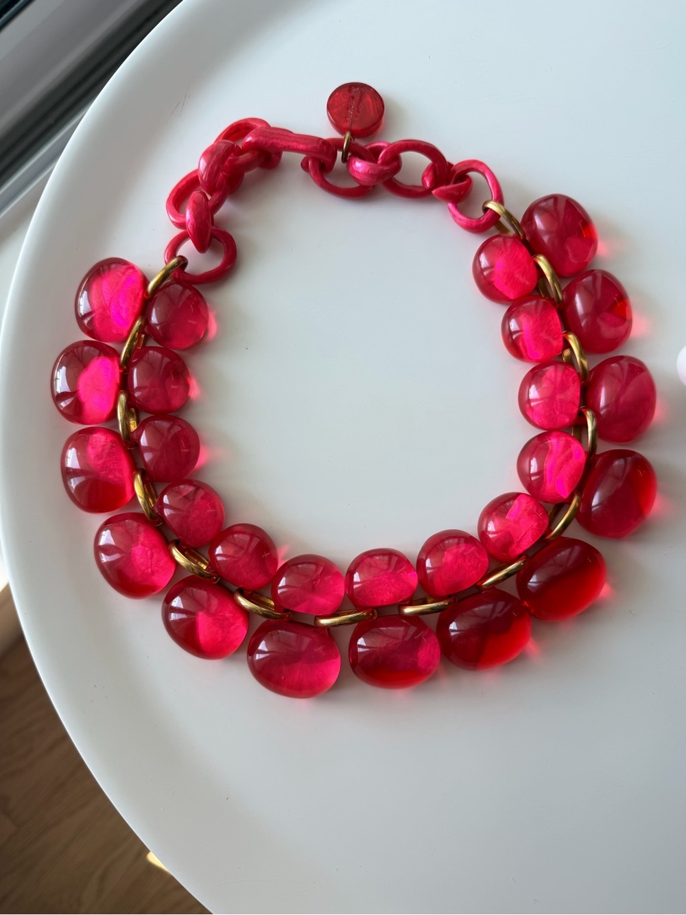 Dominique Denaive Fuchsia Resin Statement Necklace